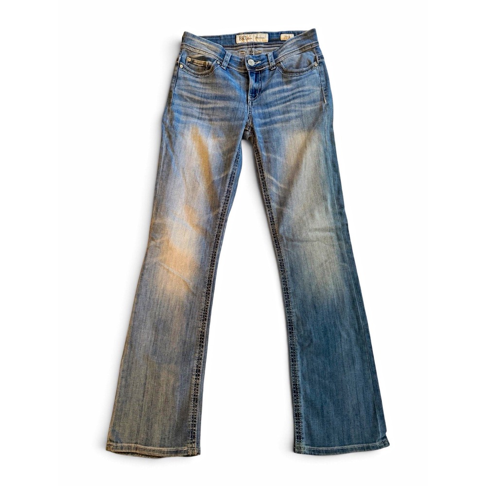 BKE Payton Bootcut Jeans Womens 27R 27x31.5 Blue Faded Y2K Western Buckle
